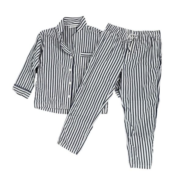 Sleepy Jones Pajama Set Medium Stripe Marina Pajama Set Navy Breton Stripe - Picture 2 of 9